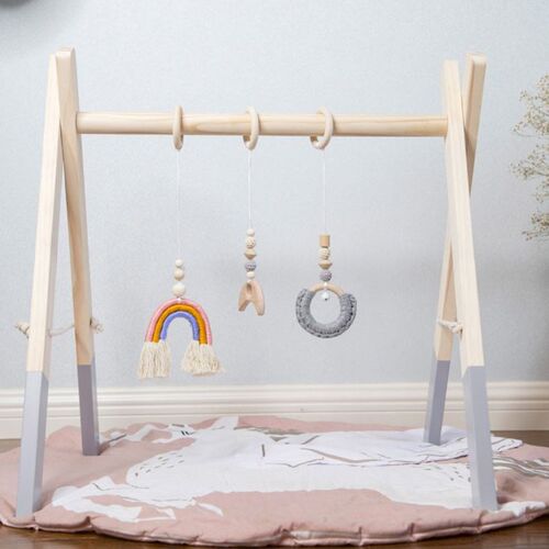 1Set Nordic Cartoon Baby Wooden Gym Fitness Frame Rack