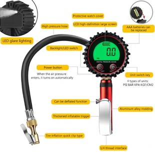 Digital Tire Pressure Gauge Air Chuck Compressor Accessories