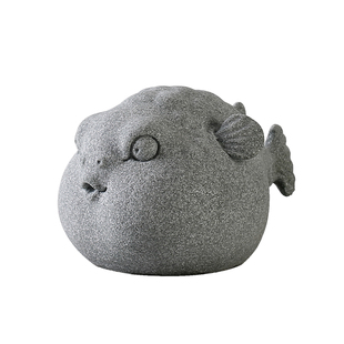 创意可爱河豚茶宠摆件青砂石动物招财精品茶桌茶台鱼缸造景装 饰品