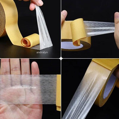 1Roll  Double Sided Tape High Viscosity Grid Fiber Transpare