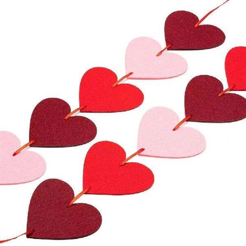 Valentines Love Flags Felt Love Heart Hanging Banners