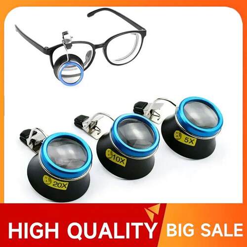 5X 10X 20X Eyeglass Magnifier Clip-On Eye Loupe Magnifying