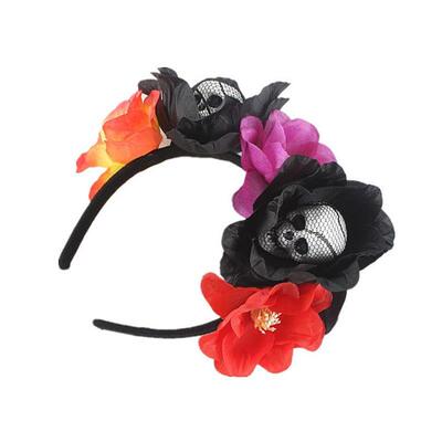 Halloween Horror Skull Lace Headband Artificial Flower wreat