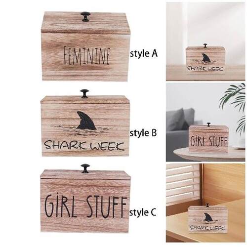 Wooden Desktop Storage Box Wooden Cotton Organizer Sturdy