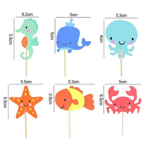 24pcs Ocean Animal Cupcake Toppers Under the Sea Party Cake
