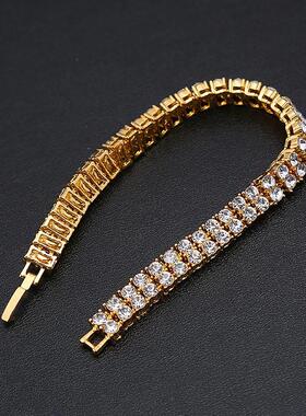 Fashion hipster accessories 2 row diamond men exaggerated br