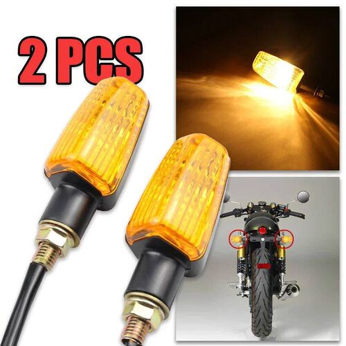 2PCs Motorcycle Turn Signal Light Yellow LED Universal Mini