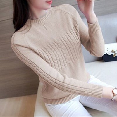 Winter Womens Blouses Pullover Long Sleeve O-Neck Slim Fema