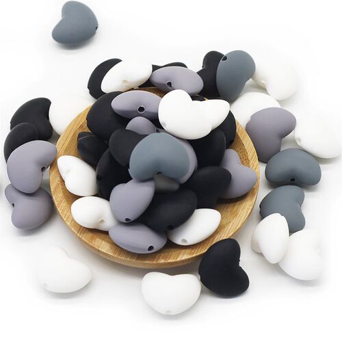 Cute-Idea 10pcs Heart  Silicone Beads Teether Chewable Teeth