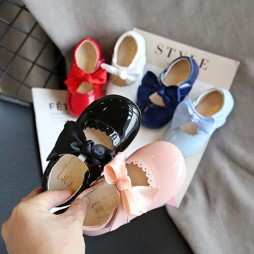 Spring Autumn Baby Girls Shoes Cute Bow Patent Leather Princ