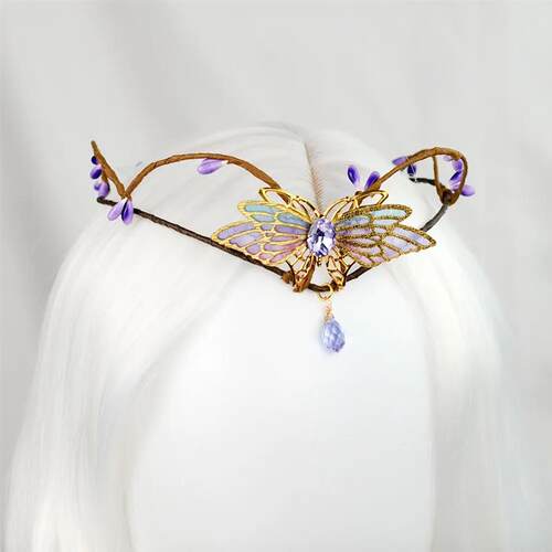 Crystal Fairy Butterfly Woodland Elf Hair Tiara Pixie Hairba