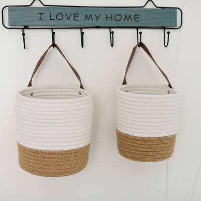Nordic woven basket cotton woven wall hanging basket storage