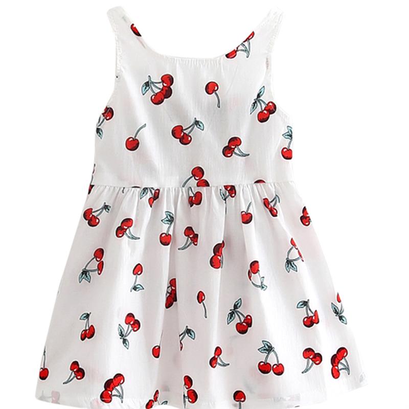 Girls Summer Dresses Kids Cotton O-neck Short Sleeeve Cherry图片