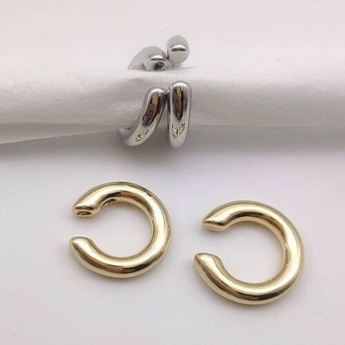 Unique Fake Piercing Metal Ear Clips Asymmetry Round Cartila