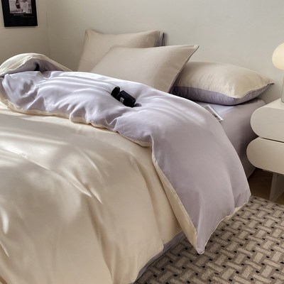 Summer solid color ice silk 4piece bed sheets duvet covers
