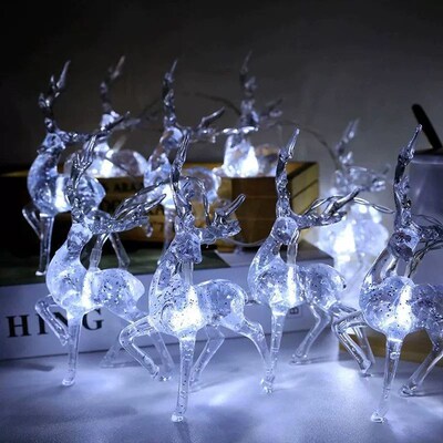 Christmas Reindeer String Lights Garland Elk Fairy Lights