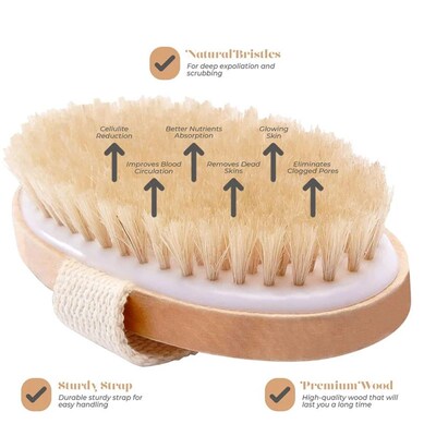 1pcs Exfoliating Wooden Body Massage Shower Brush Natural Br