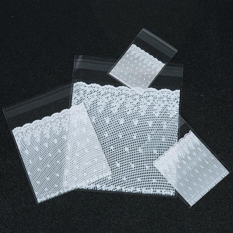 100Pcs Self Adhesive Plastic Transparent Cellophane Lace Bag - 实物图