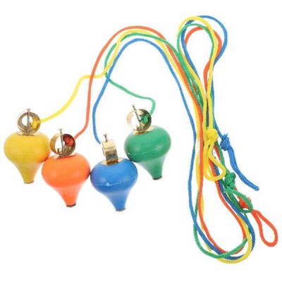 6 Pcs Nostalgia Childrens Spinning Top Toy Gyroscopic Wood