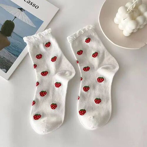 Women Socks Cotton Cartoon Heart Flower Prints Socks Cute An