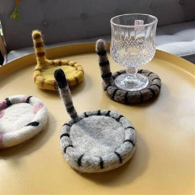 Home Decor Anti-scalding Cat Tail Coaster Wool Felt Heat