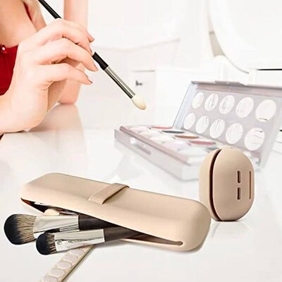 Travel Makeup Brush Holder, Silicone Cosmetic Brushes Bag, M