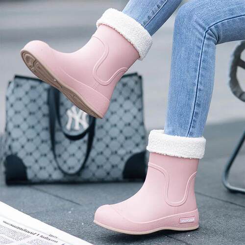 2026 Womens High Top Flat Sole Slip-On Rain Boot Soft Sole