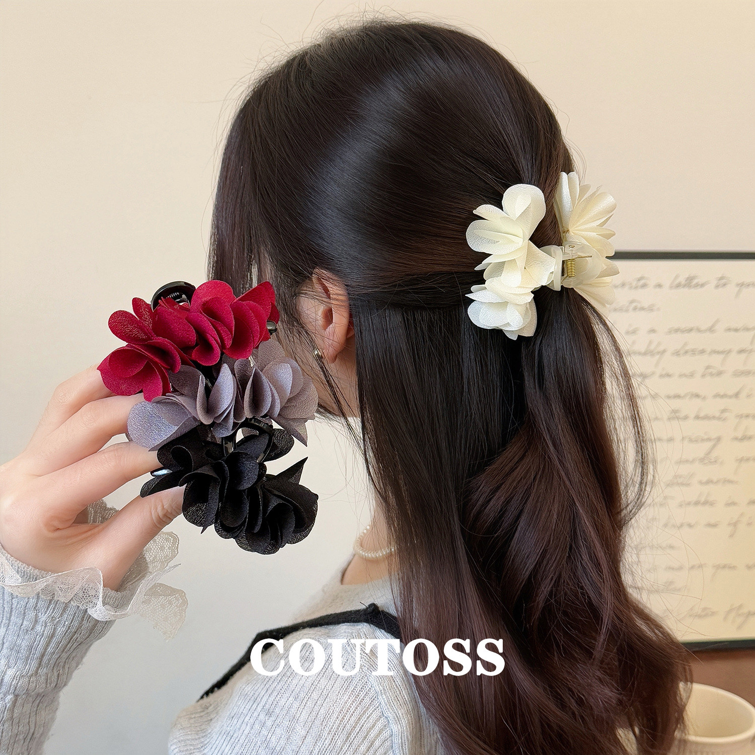 超仙花朵抓夹女2026新款高级感鲨鱼夹增发量半扎发发夹头花夹子女,饰品/流行首饰/时尚饰品新,发饰,淘宝优惠券,粉丝福利购,淘宝优惠卷