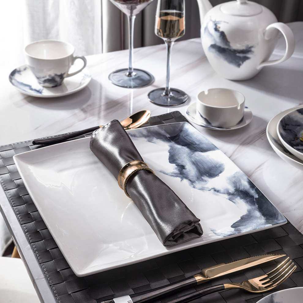 现货水墨画高档餐厅牛排盘高颜值陶瓷商用小炒四方盘时尚湘菜餐具,3C数码配件,其它配件,淘宝优惠券,粉丝福利购,淘宝优惠卷