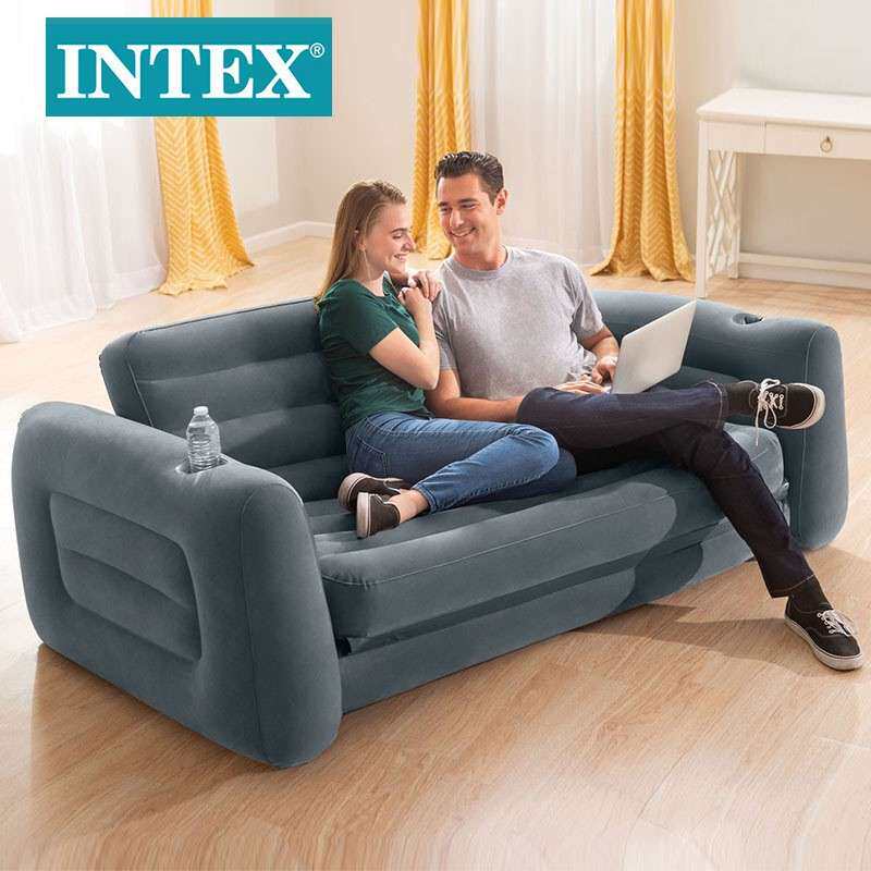 INTEX66552方形双人折叠沙发多功能沙发充气沙发床懒人便捷沙发床