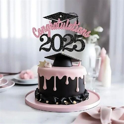 5pcs Glitter 2025 Graduation Cake Topper Set Funny Handmade