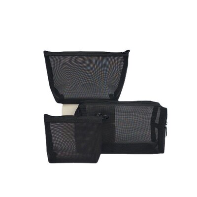 1pcs Black Womens Cosmetic Bag Mesh Storage Organizer for C