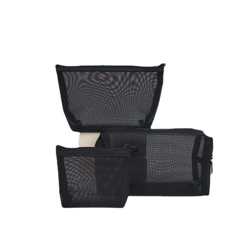 1pcs Black Womens Cosmetic Bag Mesh Storage Organizer for C