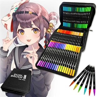 60/120 Dual Tip Art Marker Set Vibrant Watercolor Fineliner