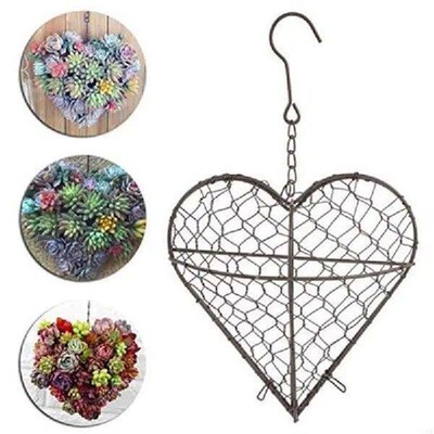L4MB Heart Hanging Planter Metal Artificial Plant Flower