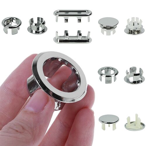 1PC Plastic Bathroom Basin Sink Overflow Ring Silver Insert