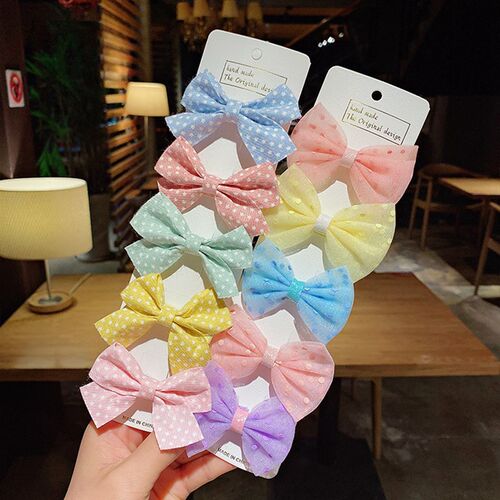 3/5PCS Girls Cute Colorful Chiffon Bow Hairpins Kids Sweet H