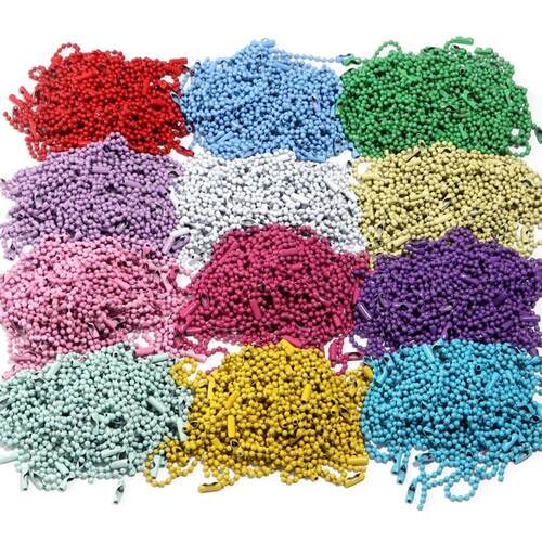 100pcs/Lot 10cm Iron Colorful Ball Bead Chain Fits KeyRing K