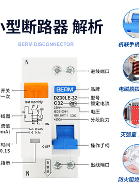 DZ30LE-32漏电保护器漏保小型DPN空气开关漏电开关过载空开断路器