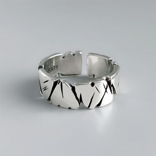 Vintage Adjustable Opening Mori Heart Shape Rock Texture Rin