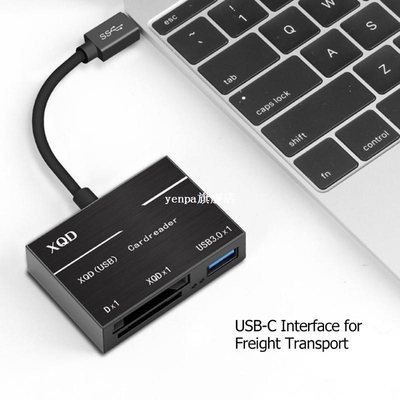 4 Ports USB3.0 HUB Memory Card Reader Adapter Type C to XQD