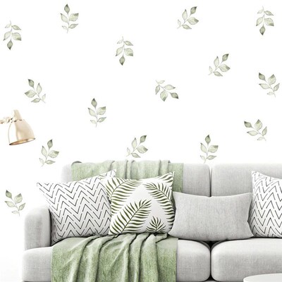 Boho Green Leaves Watercolor Wall ers Nursery Art Kids Room