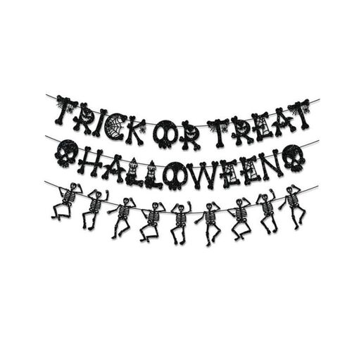 Halloween flag pulling party decorated banner pulling skull