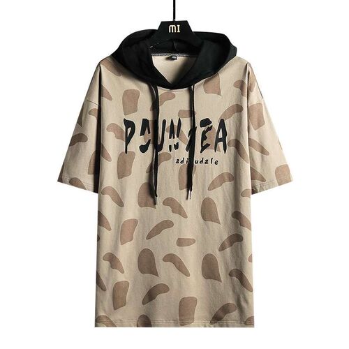 Summer Contrast Color Short-sleeved Mens Large Size Loose H