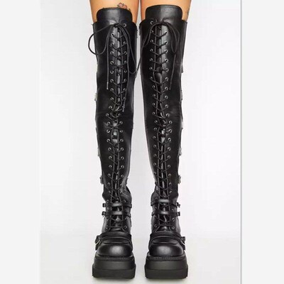 Plus Size Over Knee Boots Winter 2025 European Round Toe Wed