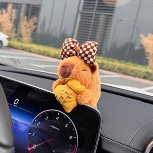 汽车摆件车载内饰品中控屏趴趴卡皮巴拉水豚显示屏幕装 饰用品可爱
