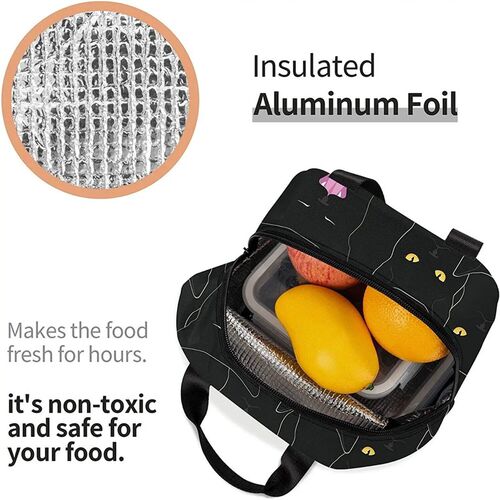 Black Cats Insulated Lunch Bag for Women Men Reusable Leakpr