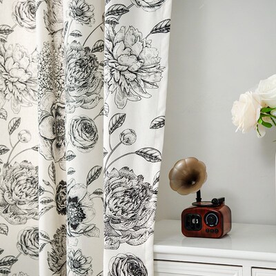 Floral curtain fabric cotton linen balcony curtain
