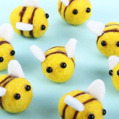 10Pcs Cute Wool Felt Bumble Bee Craft Decor Ball for Christm