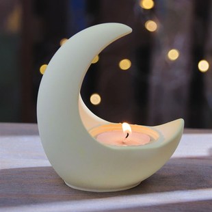 DIY Crescent Candlestick Silicone Mold 3D Moon Candle Tray R